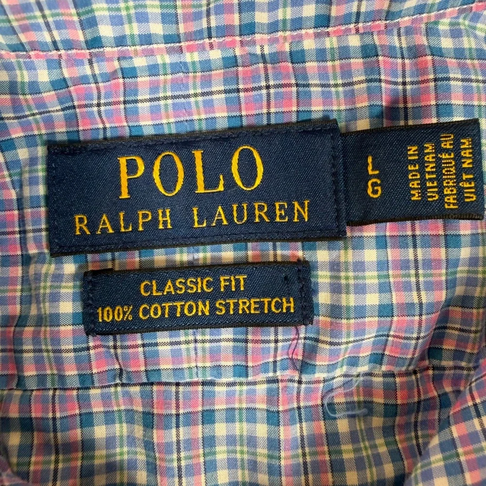 Polo Ralph Lauren Mens Large Classic Fit Cotton Plaid Button Down Shirt #3648